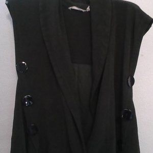 Soft Surroundings PM Dark Olive Vest with Extra Large Black Buttons
